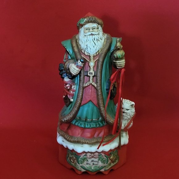 VTG Porcelain Santa Musical Plays Santa Claus Is Coming To Town Merry Ole Soul I - Picture 3 of 13